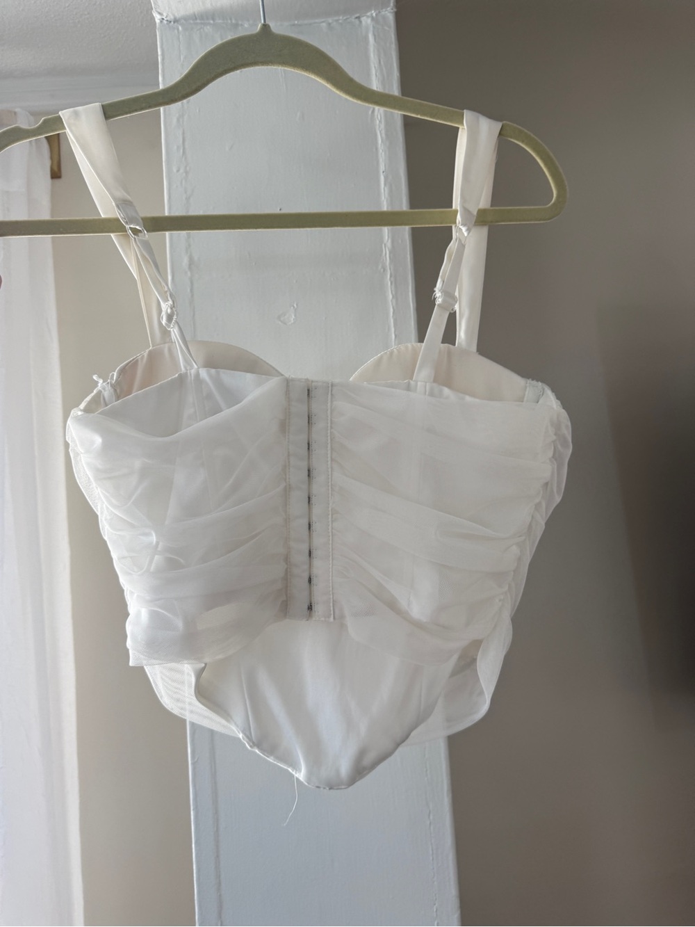 White Mesh Corset Bustier Crop Top | Size Small | Going Out Party Top - Picture 3 of 3